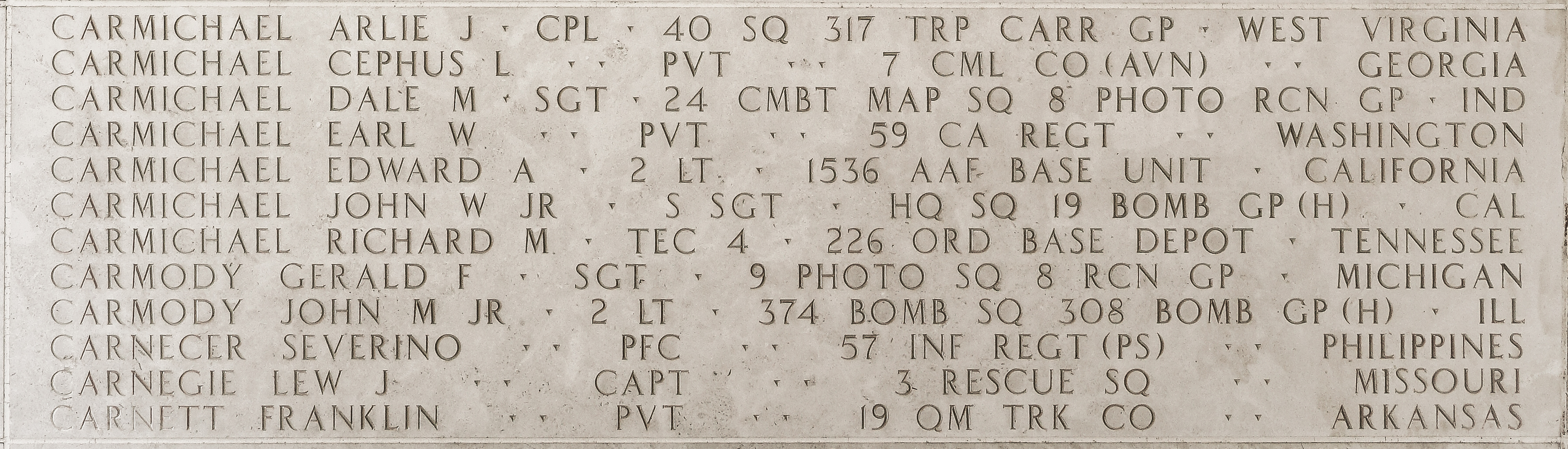 Arlie J. Carmichael, Corporal